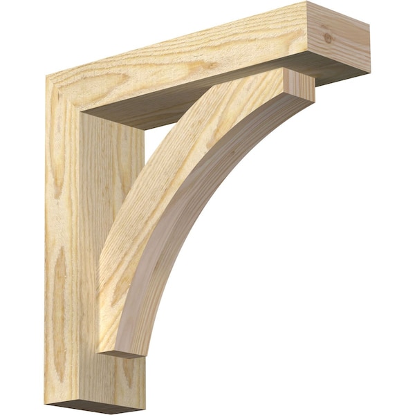 Ekena Millwork Thorton Block Rough Sawn Bracket w/ Offset Brace, Douglas Fir, 4"W x 14"D x 14"H BKT0402X14X14THR05RDF - main